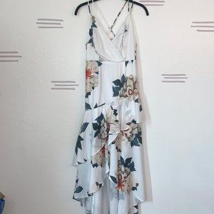 Blossom Tree White Floral High Low Maxi Dress